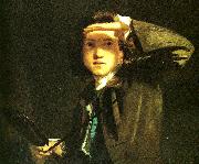 Sir Joshua Reynolds self-portrait shading the eyes oil painting